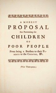 A Modest Proposal by Jonathan Swift